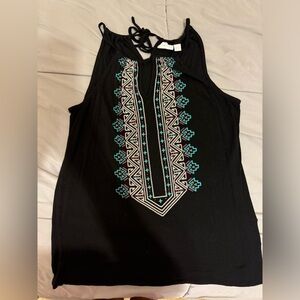 New York & Company Embroidered Black Top, Size XS